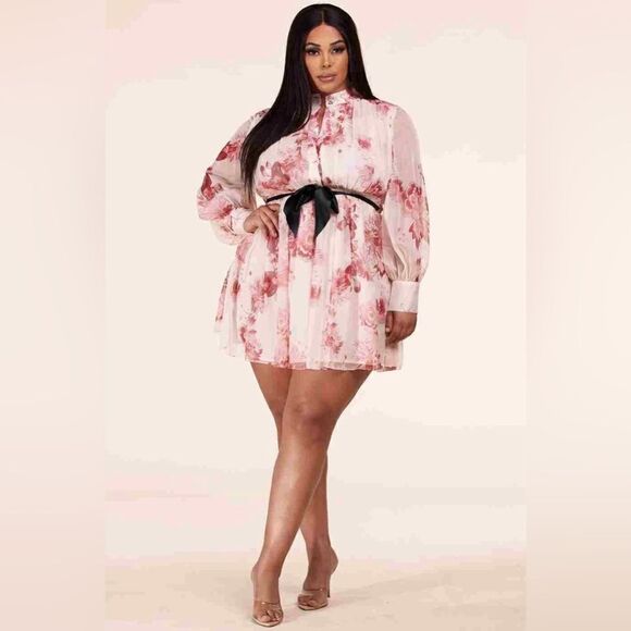 ❤️BRAND NEW L’atise by Amy Plus Size Berry & Cream Mini Dress - Picture 9 of 10